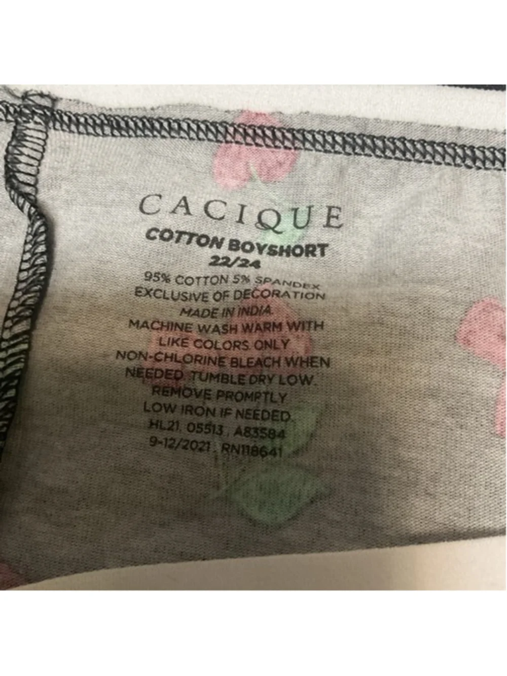 NWT Cacique Cotton Boyshorts Black/Red Lot‎ of 2 Panty Women 22/24 India Cotton